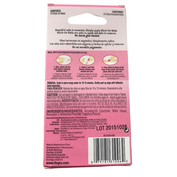 Fing’rs Girlie Nails 24 Stick-On Nails New In Packaging - Picture 2 of 7